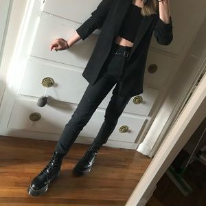 Bershka Highwaisted Black Trouser with belt